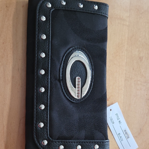 Black Studded Wallet with Silver Accents - Picture 1 of 6